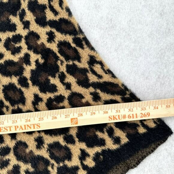 Simply Noelle Poncho Plush Furry Chenille Black & Tan Leopard One Size Sweater - Picture 7 of 8